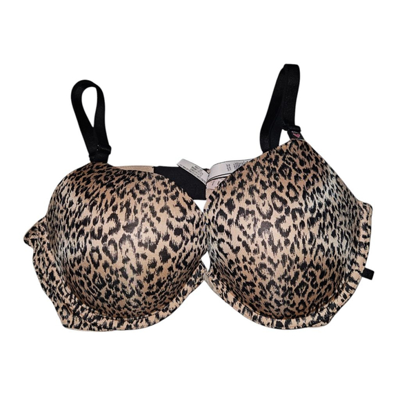 Victoria's Secret Push Up Bra Size 40C Beige Leopard Print New - Picture 1 of 7